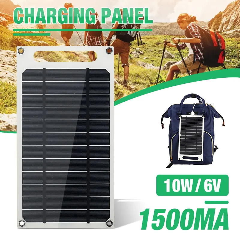 

10W 6V 1500mA Monocrystalline Solar Panel USB Mobile Phone Photovoltaic Charging Power Bank