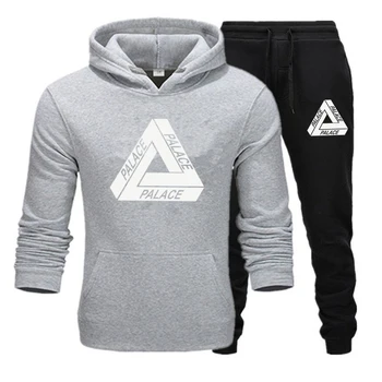 

New men's pattern printed casual wear sports suit hooded hooded fashion sweater suit fashion fleece sports pants two-piece suit