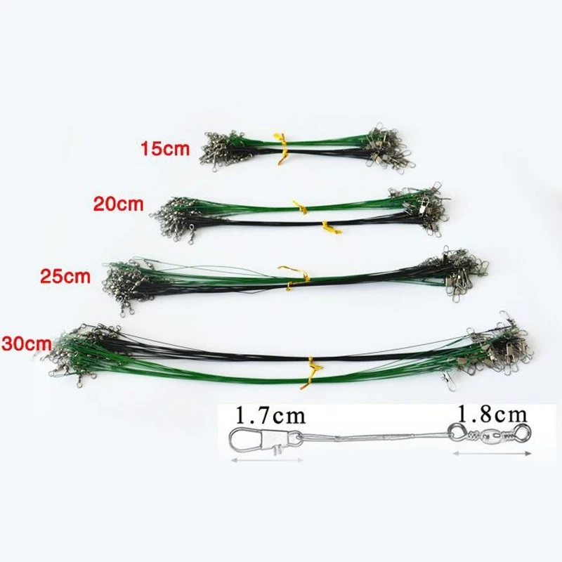 20 шт./лот, противоукусающая стальная рыболовная леска, стальной провод, лидер с поворотным рыболовным аксессуаром, поводок, рыболовная леска