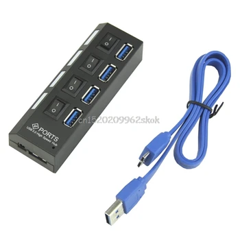 

4 Port USB 3.0 Hub Super Speed HUB USB Splitter With On/Off Switch For PC Laptop TR