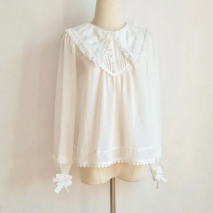 Pointed Collar Chiffon Blouse Long Sleeve Lolita