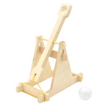 

New Wooden Stones Throwing Stand Model Ancient Science Experiment Children DIY Assembly Toy
