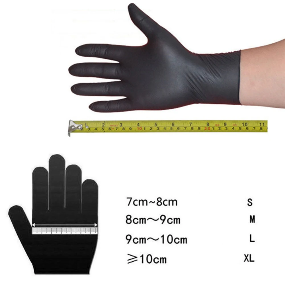 Высокие черные одноразовые нитриловые перчатки порошок Латекс Бесплатно механика татуировки Поставки UEJ