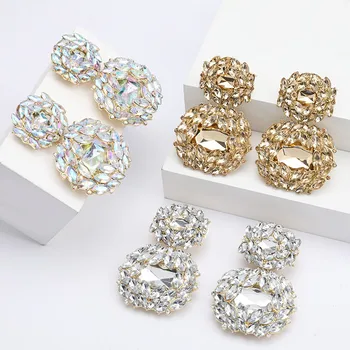 

PAULI MANFI 2020 New Women Earings Fashion Jewelry Multilayer Metal Rhinestone Personality Simple Party Earring