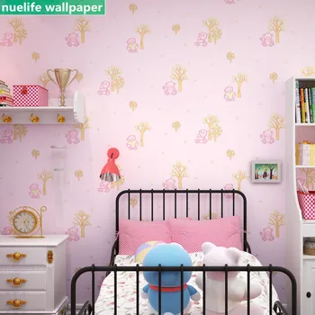 

Cartoon 3D bear tree pattern non-woven wallpaper bedroom children room boy girl living room shop sofa TV background wall paper