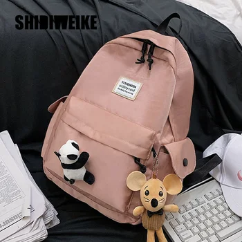

2020 Fashion Multi-pocket Ladies Backpacks Large Capacity Women Backpacks Famous Brand Solid School Bag For Girls 1X37