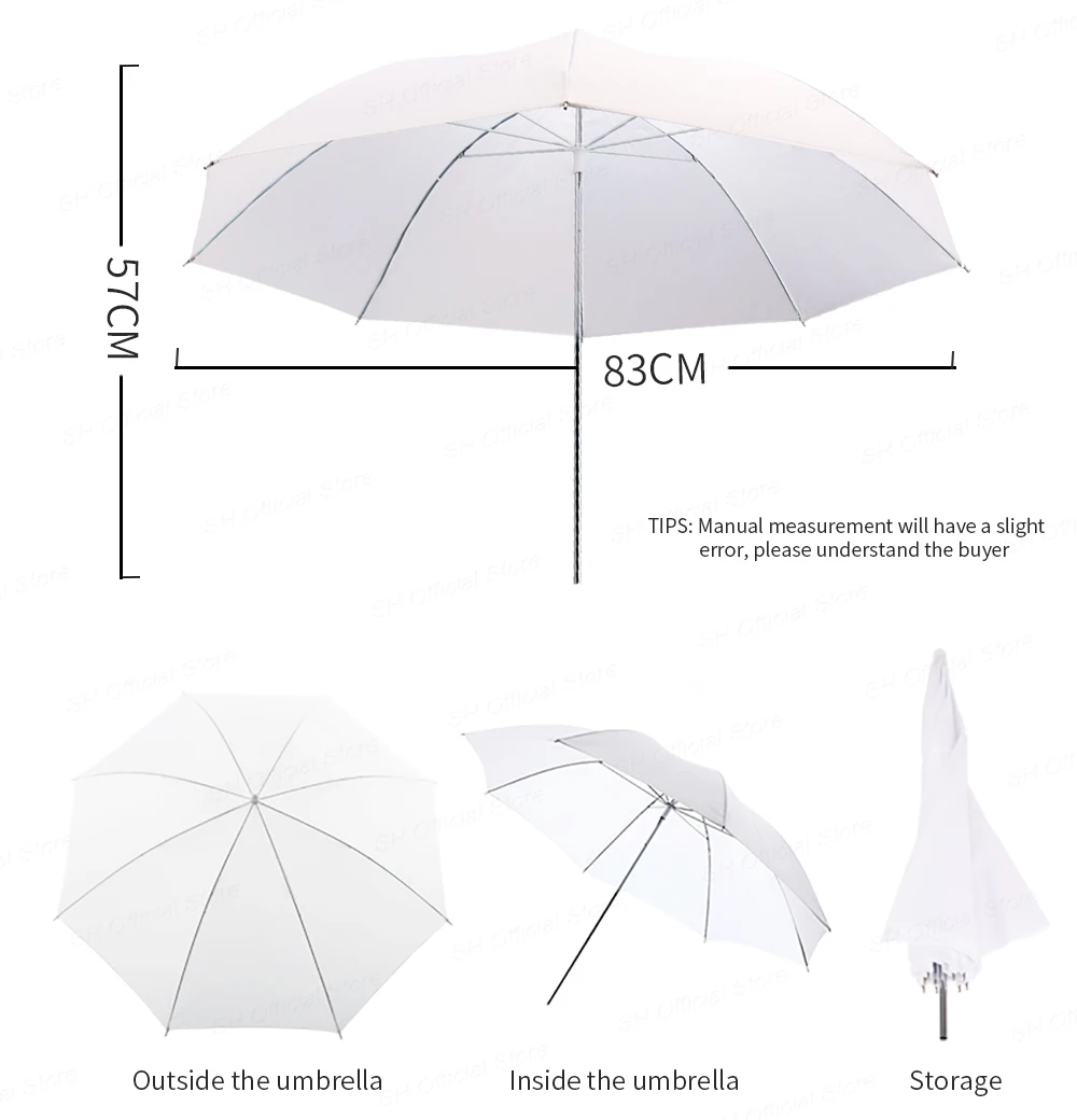 Guarda-chuva translúcido branco suave para foto e