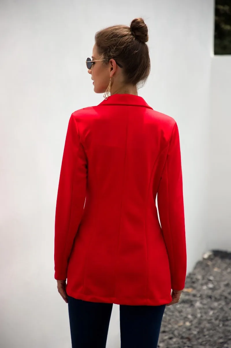 Осенний офисный Женский блейзер, женский красный пиджак с длинным рукавом, женский черный костюм для работы, женский костюм, уличная одежда, тонкий синий пиджак
