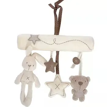 

Infant Rabbit Music Car Hanging Bed Plush Toys Around Safety Seat Pendant Baby Bed Winding Toys Rattle