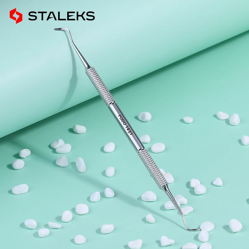 

STALEKS Dual-ended Groove Clean Cuticle Pusher Stainless Steel Nail Correction Lifter Remove Nail Dead Skin Tool PP-10-1
