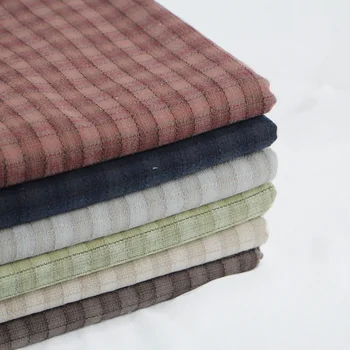 

50*140cm Soft Big Grid Japanese Yarn Dyed Cotton Quilting Fabric Handmade Bag Purse patchwork Doll Cloth Trimming Sewing Cloth
