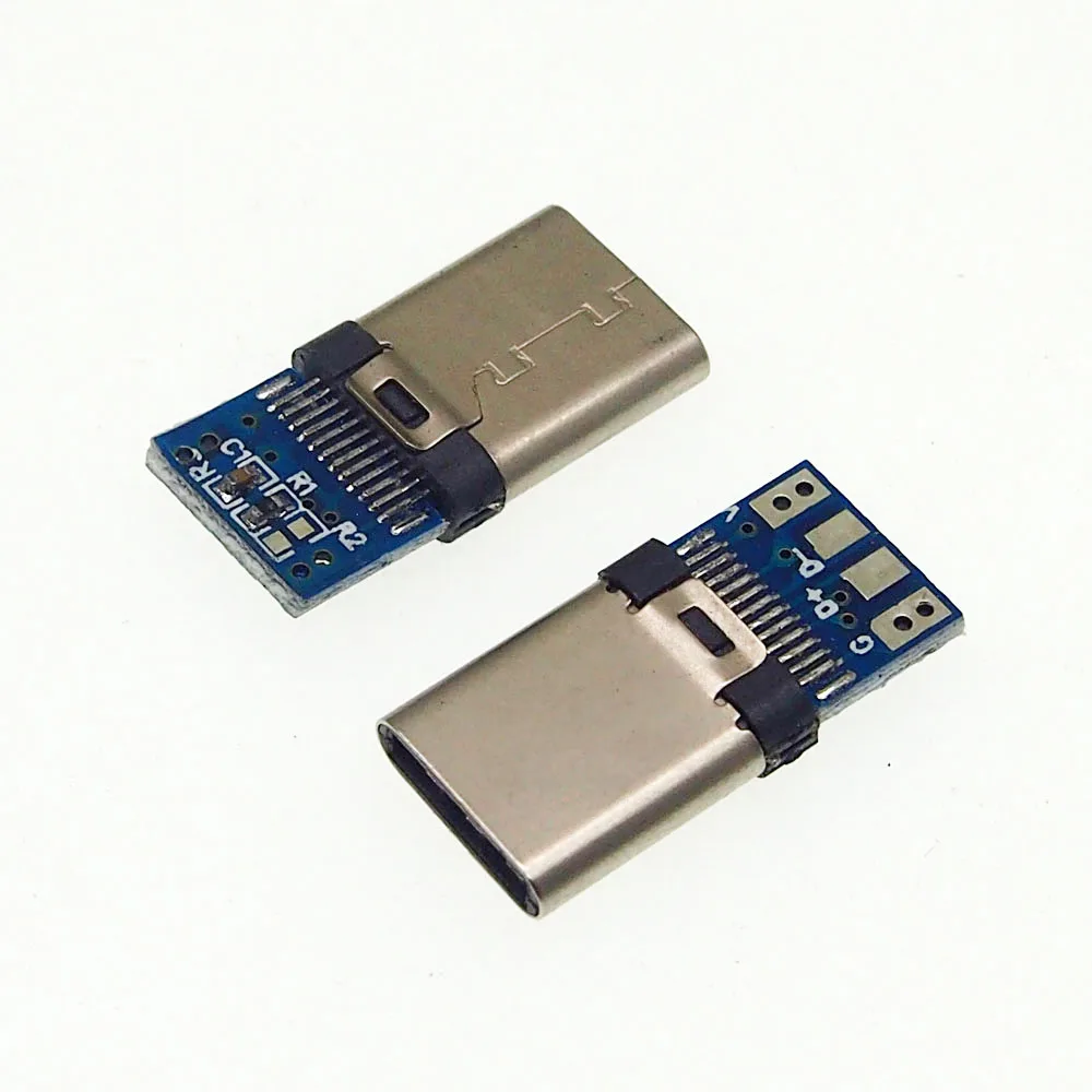 

10pcs TYPE C male plug with PCB board 56K resistor 4 solder joint USB TYPE-C male plug with PCB board
