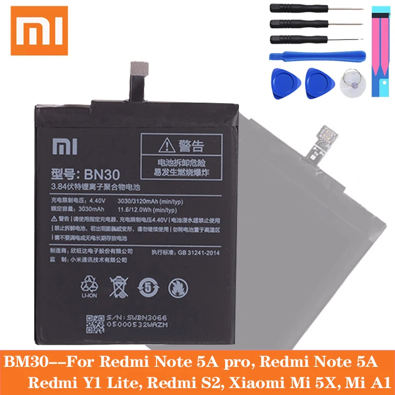 

Xiao Mi Phone For Xiaomi Redmi 4A Battery BN30 3120mAh Redrice 4A Hongmi 4A Bateria High Quality Free Tools