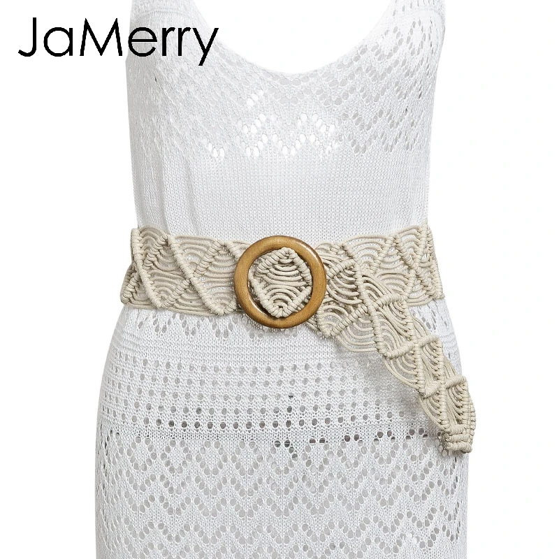 Женский широкий пояс JaMerry винтажный вязанный крючком 2019|Женские ремни| |