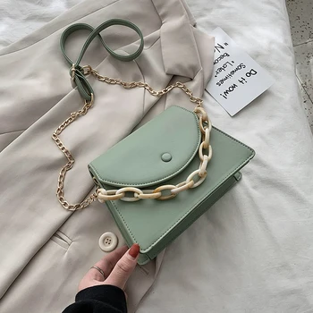 

Candy Color Chain PU Leather Crossbody Bags For Women 2020 Small Shoulder Simple Handbags Female Travel Flap Bag
