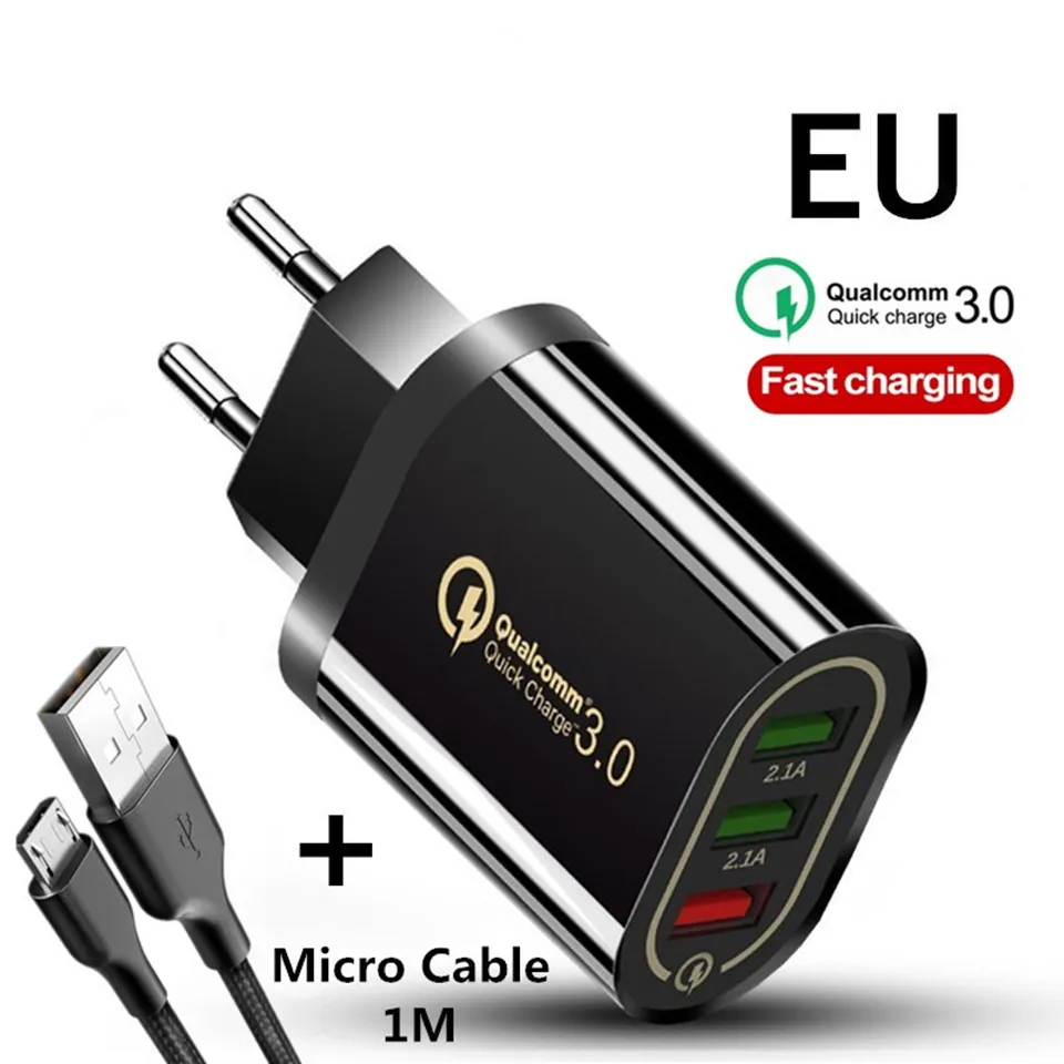 Хорошая 3 Порты и разъёмы USB Зарядное устройство Quick Charge 3,0 для IPhone X 7 samsung huawei P30 Xiaomi 5V 3A ЕС США штекер Адаптер зарядки мобильного телефона