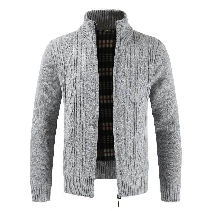 Mens Sweater New 2019 Spring Autumn Fashion Brand Casual Sweater Stand Collar Striped Slim Knit Men's Cardigan Colorful Sweater
