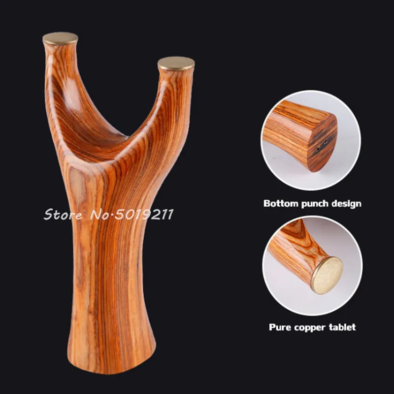

Hunting Slingshot Catapult Bow Head Pure Copper Wood Handle Tech Wood & Rubber Band Outdoor Shooting Game