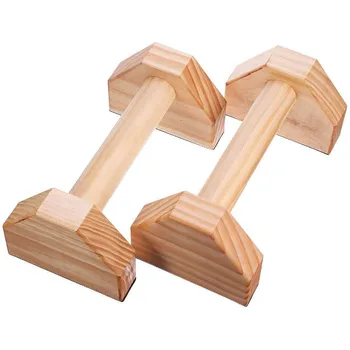 

1 Pair Parallettes Gymnastics Calisthenics Handstand Bar Wooden Fitness Exercise Tools Training Gear Push-Ups Double Rod Stand
