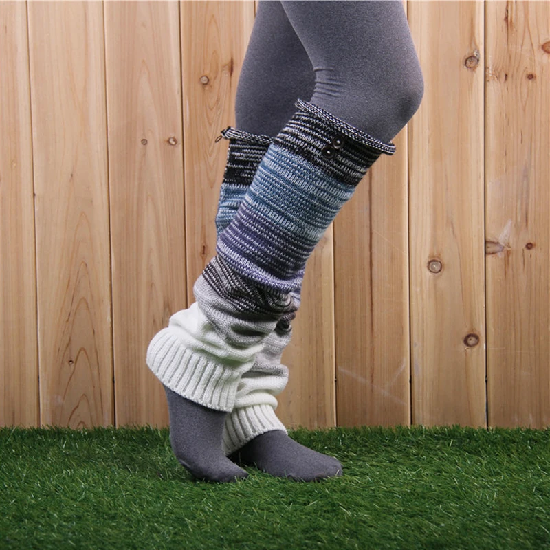 1 Pcs Fashion Leg Warmers Women Warm Knee High Winter Knit Multicolor