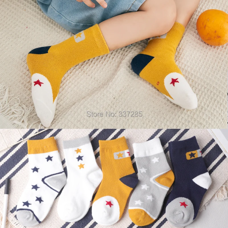

5 Pairs/Lot Baby Girls Socks Autumn Winter Cotton Cute Pattern star child kids Socks for Children Boys warmer Socks 3-12 Years