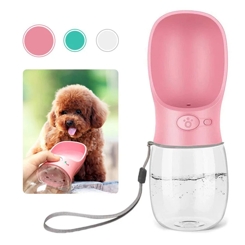 Портативная бутылка для воды для собак, для путешествий, миска для воды для собак, диспенсер для воды для собак, 350/550 мл, чаша для питья, принадлежности для собак - Цвет: Pink