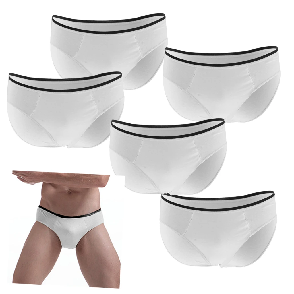 XL White 5 шт. одноразовые мужские трусы, одноразовые хлопковые трусы, нижнее белье для путешествий, дома, отеля, сауны, спа - Цвет: XL White