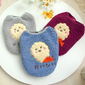 

Pet Autumn And Winter Warm Tempura Pattern Vest Cute Plush Round Neck Warm Winter Fleece Pet Coat For Small Dogs Clothes