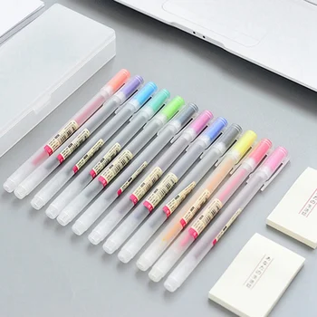 

12 Pcs/lot Style Gel Pen 0.5mm Color Ink Pen Maker Pen School Office Supply 12 Colours