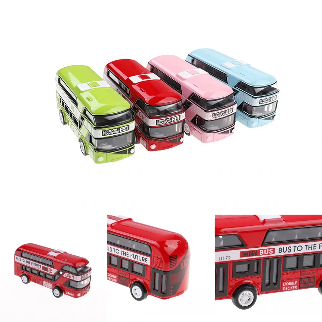 5 Colors Plastic Simulation Double Decker London Bus Toy Kids Toy Car Model Alloy Diecast Toys for Boys Gift Decoration