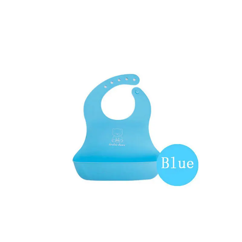 Водонепроницаемые детские нагрудники силиконовые для кормления младенцев слюнявчик полотенце для новорожденных фартуки с рисунком нагрудник легко чистить регулируемые тканые Слюнявчики - Цвет: Синий