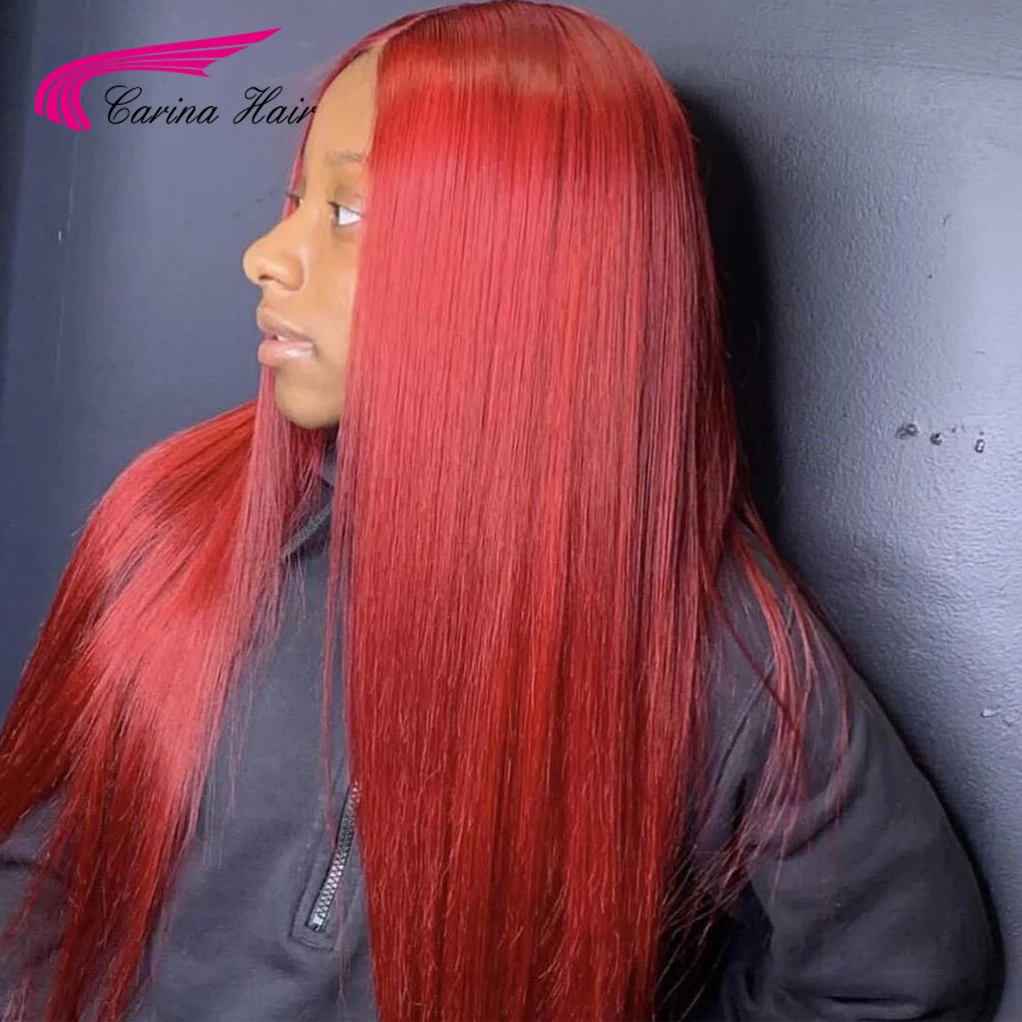 Carina 613 13*4 Lace Front Human Hair Wigs Brazilian 180% Meddle Ratio Red Blue Purple Green Yellow