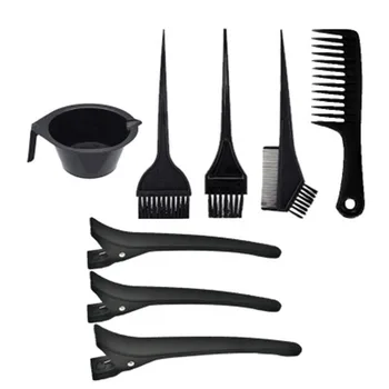 

Professional Hair Dye Coloring DIY Beauty Salon Tool Kit Brush Comb Bowl Clips Black Mixing Bowl Coloring Styling Tools