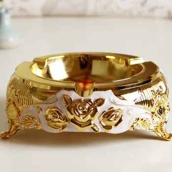 

Super Affordable European Gold Ashtray / White Ashtray with Antioxidant Rose / Home Hotel Supplies Advanced Gifts WJ813