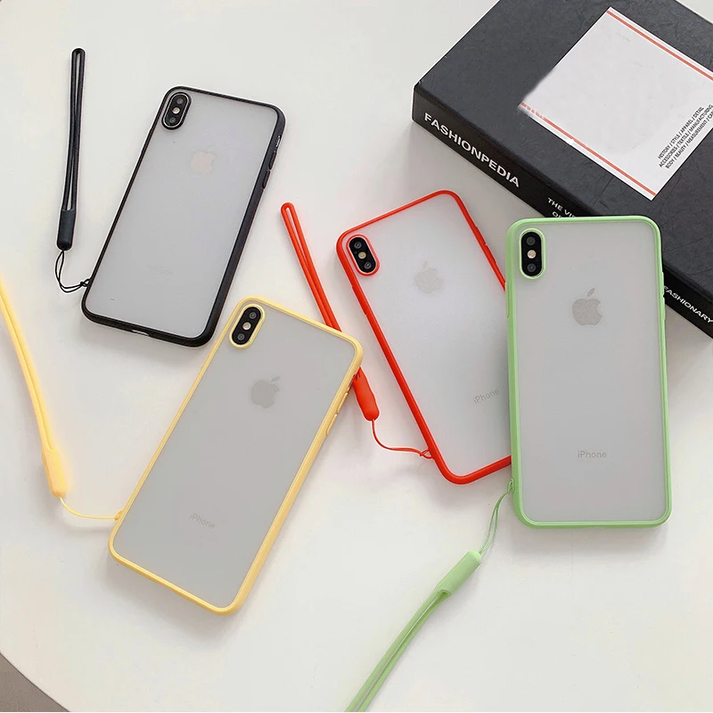 Отсутствие Карамельный цвет матовый пара чехол для iphone X XS Max XR Чехлы для iphone 7 8 6 6S P lus крышка с ремешок для запястья