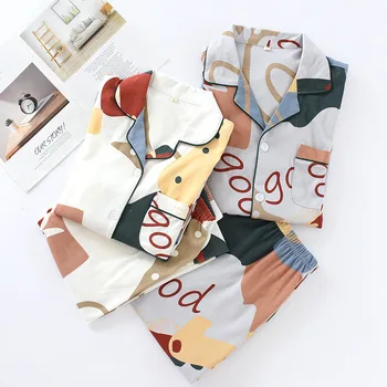 

2020 New Arrival Full Turn-down Collar Autumn Length Pajama Sets Long Sleeves High Quality Combinaison Pyjama Femme Night Suit