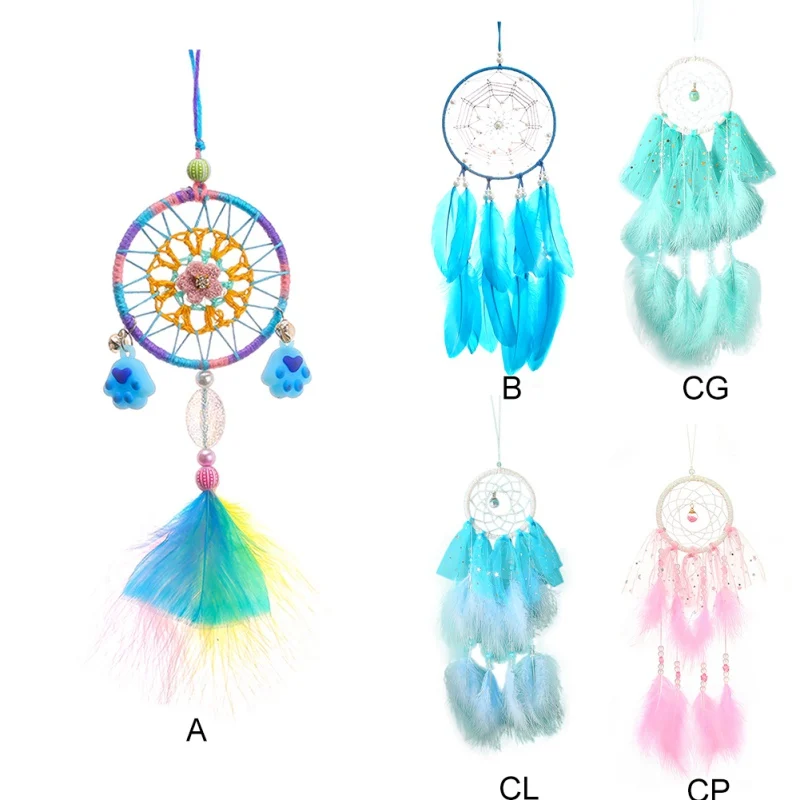 Wind Chimes Handmade Indian Dream Catcher Net With Feathers Car Wall Hanging Dream Catcher Craft Gift Home Decoration