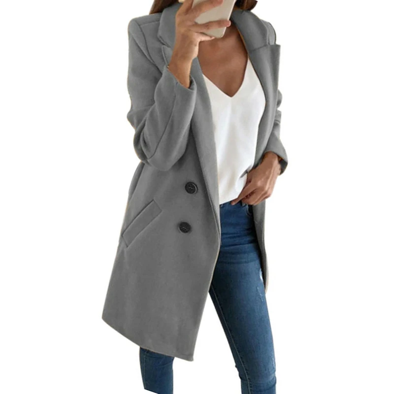 wonderful  Women Tops Long Vintage Jackets Solid Color Slim Lapel Suit Elegant Button Pocket Long Sleeve Offic
