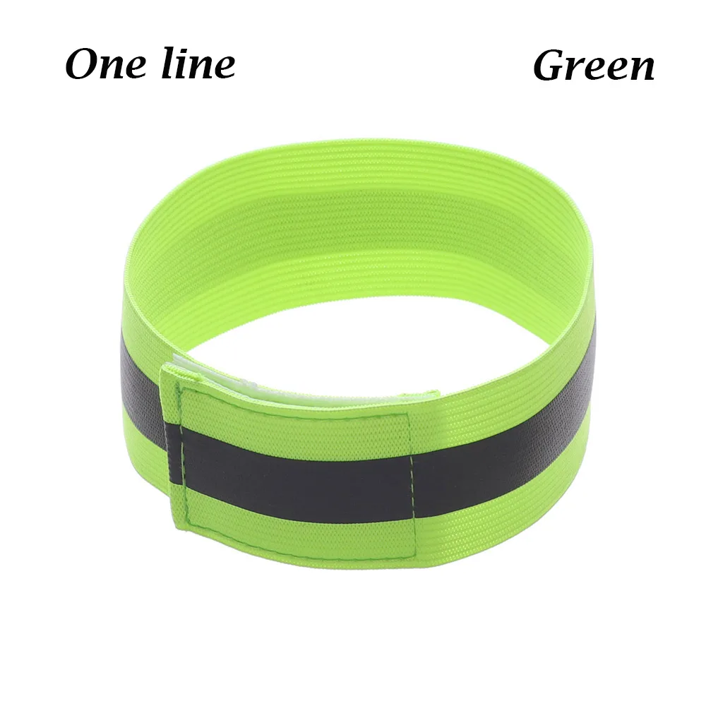one line green 1 шт., для бега для велоспорта отражающий полоски, наружный предупредительный браслет, повязка на руку, велосипедный бинд, штаны, ремень на руку, светоотражающая лента - Цвет: one line green