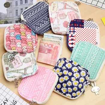 

Cute Sanitary Napkin Bag Canvas Coin Purse Credit Card Holder Sanitary Pad Pouch Cosmetics Organizer Storage Bags Women Wallets