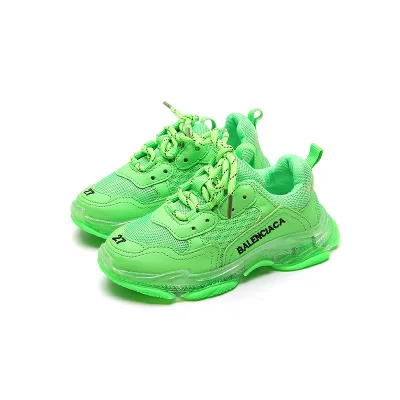 Г. Кроссовки для бега из сетчатого материала на шнуровке для девочек и мальчиков, для малышей, маленьких и больших детей, спортивные школьные кроссовки, детская повседневная Брендовая обувь на массивном каблуке - Цвет: Green