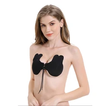 Подтягивающая Грудь лепестки анти-провисание внешне Расширенный передний шнурок невидимая шнуровка силиконовая наклейка на груди черная T