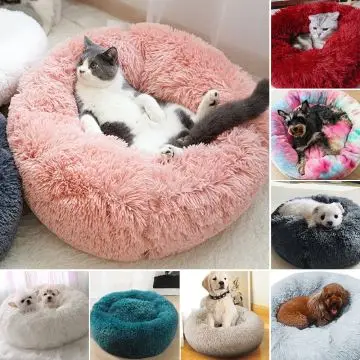 Long Plush Cat Bed Matress Super Soft Pet Bed Round Cat Mat Kennel Warm Sleeping Bag Puppy Cushion Mat Portable Cat Supplies