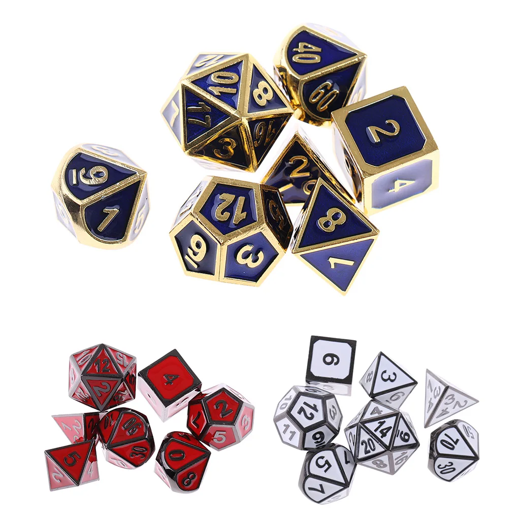 Кубики из Сплава Комплект D4 D6 D8 D10 D12 D20 многогранные для Настольная игра