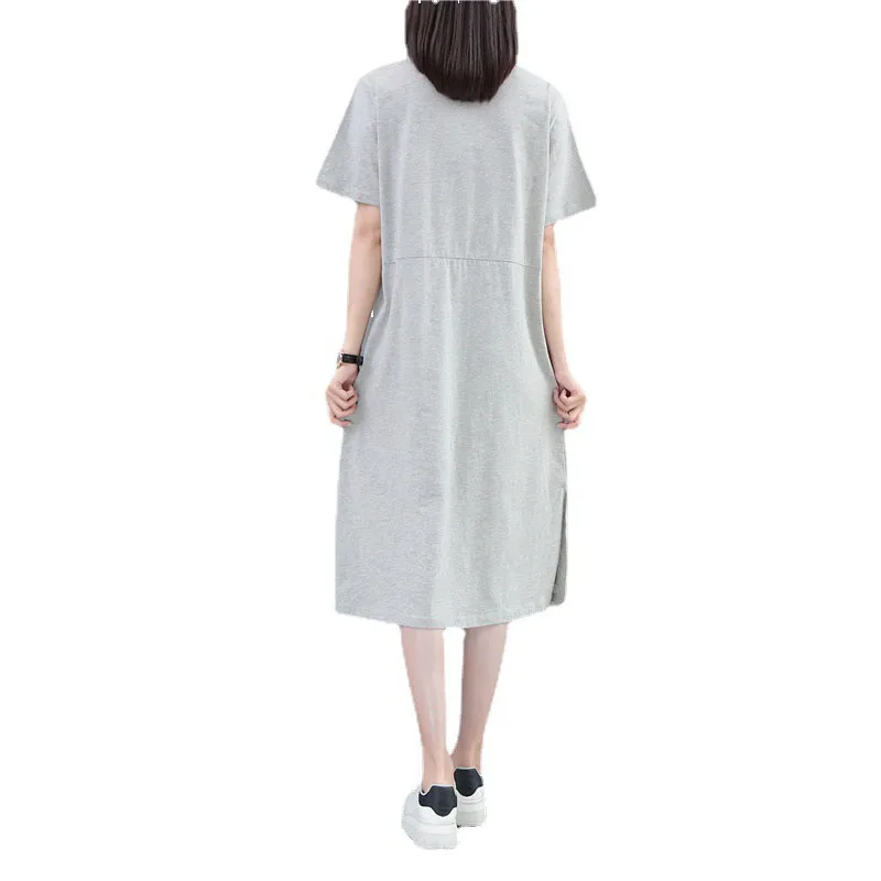 Trendy Solid Short Sleeve Nursing Dress