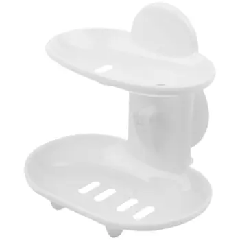 

Fashion dual-strong suction cup soap box soap dishes bunk water bath basket soap holder 14*10*13CM, white