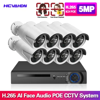 

8CH POE Network Wireless NVR CCTV Face Recognition&Record System Kit 8*5MP IP Camera P2P IR IP66 Video Security Surveillance Set