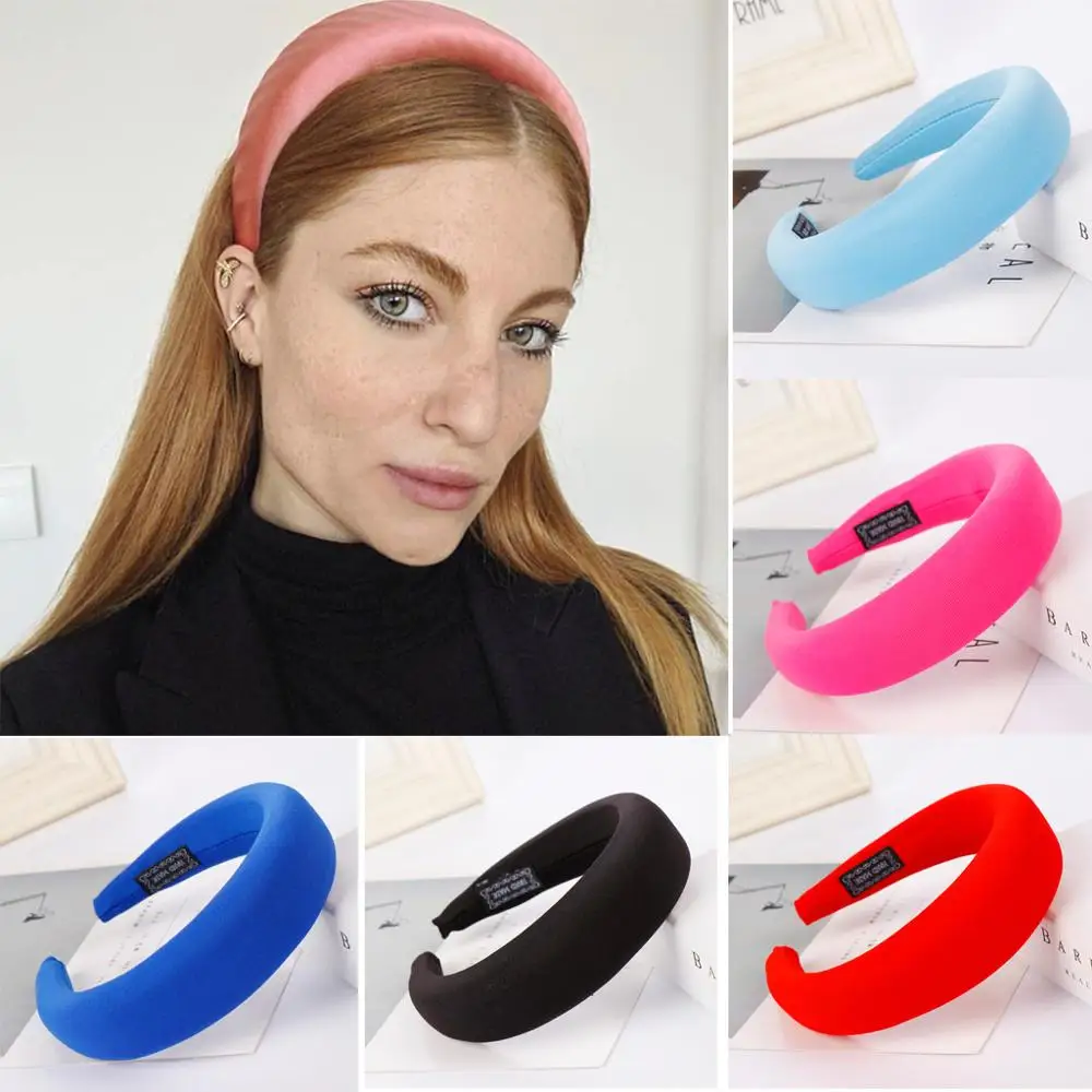 New Sponge Headband Candy Color Thickening Velvet Headbands Hari Hoop Solid Wide Girl Hairbands