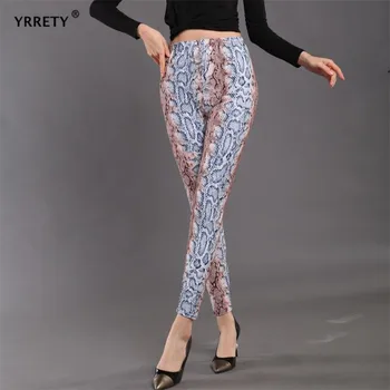 

YRRETY High Waist Leggings Women Snake Print Pants Serpentine Leggins Elastic Sexy Push Up Gym Leggings Fitness Skinny Slim Pant