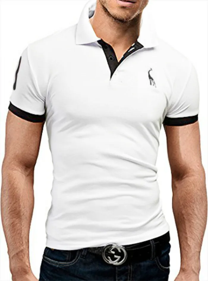 Men Clothing Nice Casual Men Polo Shirt Deer Pattern short-sleeved Polo Shirt multi-color Thin Section Poros Para Ho